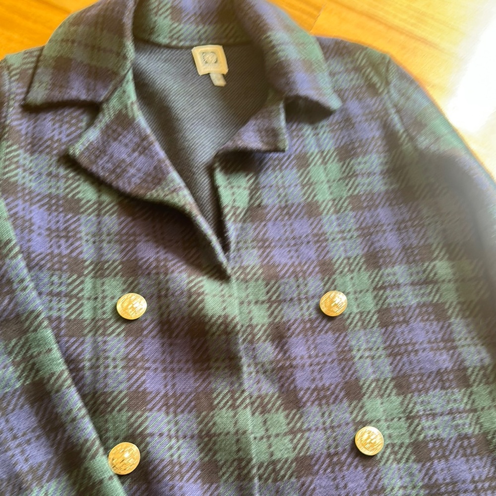 Anne Klein Green and Purple Plaid Sweater